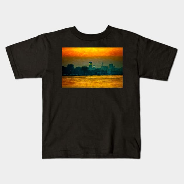 Polish Moon over the Harbor Kids T-Shirt by machare